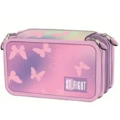 Piórniki - St. Majewski Piórnik potrójny z wyposażeniem PC5 Pink Butterfl - miniaturka - grafika 1