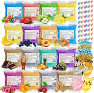 Cukier i słodziki - Cukier 16x 100g Kolor Smak Do Waty Cukrowej Saszetki+Posypki Opłatek Słomki - miniaturka - grafika 1