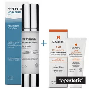 Sesderma Hidraderm Hyal + C Vit CC Cream SPF 15 ZESTAW Krem do twarzy 50 ml + Krem CC z ochroną 30 ml - Zestawy kosmetyków damskich - miniaturka - grafika 1