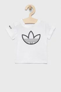 Koszulki dla dziewczynek - Adidas Originals t-shirt dziecięcy kolor biały z nadrukiem - grafika 1