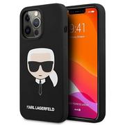 Etui i futerały do telefonów - Karl Lagerfeld Silicone Ikonik Karl`s Head - Etui iPhone 13 Pro (czarny) KLHCP13LSLKHBK - miniaturka - grafika 1