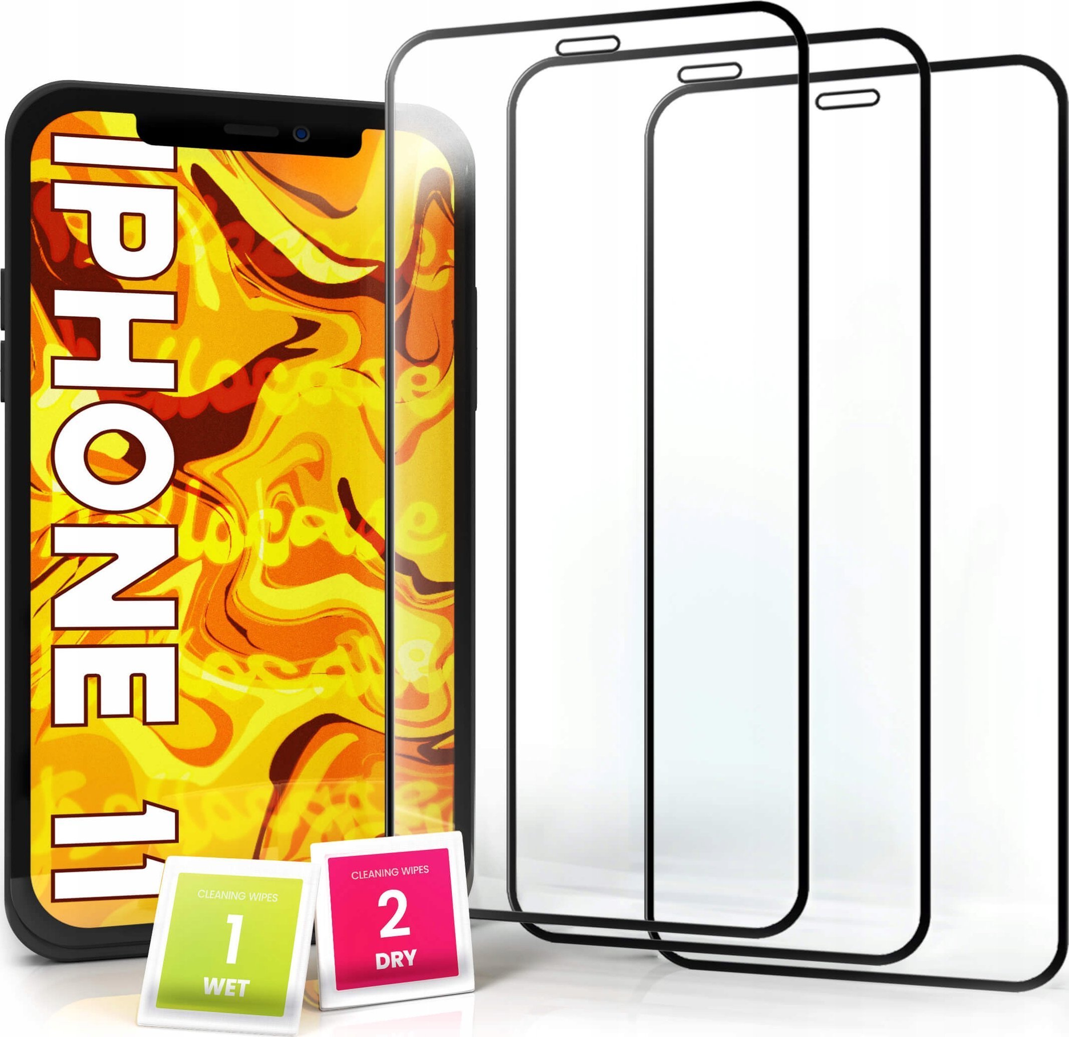 Hello Case 3-pak SZKŁO HARTOWANE DO IPHONE 11 / IPHONE XR na cały ekran 9H ochronne 5D