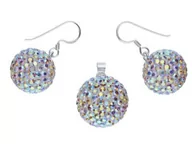 Zestawy biżuterii dla kobiet - Lovrin Srebrny komplet 925 kuleczki z kryształkami 13,00g CL52SET - miniaturka - grafika 1