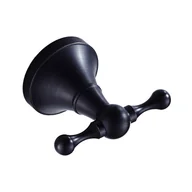 Wieszaki łazienkowe - Mosiężny wieszak na ubrania, wieszak na ręczniki, montowany na ścianie, podwójny haczyk (czarny) - miniaturka - grafika 1