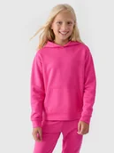 Bluzy dla dziewczynek - 4F Bluza dresowa nierozpinana z kapturem dziewczęca - różowa 152 (11-12 lat) - miniaturka - grafika 1