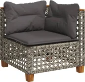 Sofy ogrodowe - vidaXL Narożna sofa ogrodowa z poduszkami z szarego polirattanu - miniaturka - grafika 1