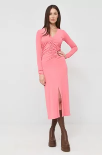 Patrizia Pepe sukienka kolor różowy maxi dopasowana - Sukienki - miniaturka - grafika 1