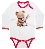 Body dla niemowląt - Body dziecięce Biały Królik Zając Przytulający Brązowego Misia 62/68 - miniaturka - grafika 1