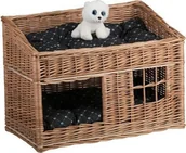Legowiska dla kotów - WickerPL RUBY DOMEK WIKLINOWY DLA KOTA PIĘTROWE LEGOWISKO DLA ZWIERZĄT Z PODUSZKAMI 56X36 H32/42 CM - miniaturka - grafika 1