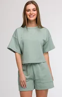 Bluzy damskie - Bluza damska oversize z krótkimi rękawami miętowa B294, Kolor miętowy, Rozmiar 2XL/3XL, BeWear - Primodo.com - miniaturka - grafika 1