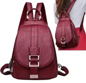 Torebki damskie - Plecak Damski Plecaczek Miejski Do Szkoły Pracy Eko Skóra Vintage Torba 2W1 Czerwony - miniaturka - grafika 1