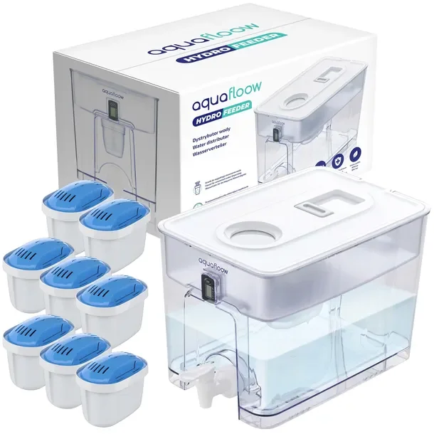 Duży dzbanek filtrujący AquaFloow XL 9,5l + 8x magnezowy filtr do wody