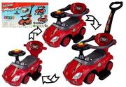 Jeździki dla dzieci - Mega Car Jeździk z Pchaczem 3w1 Czerwony - miniaturka - grafika 1