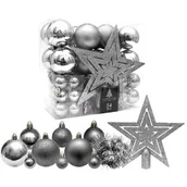 Bombki - CHRISTMAS DECORATION, BOMBKA DEKORACYJNA PLASTIKOWA BEZPIECZNA CZUBEK 54 ELEMENTY SREBRNY - miniaturka - grafika 1