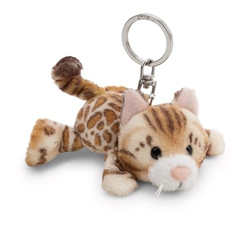 NICI 63061 brelok kot bengalski, wierny pluszowy towarzysz do plecaka lub torby, zawieszka na klucze dla małych i dużych, 10 cm, brązowy
