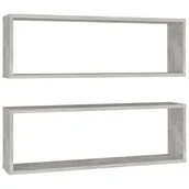 Półki do salonu - vidaXL vidaXL Półki ścienne kostki, 2 szt., szarość betonu, 80x15x26,5 cm - miniaturka - grafika 1