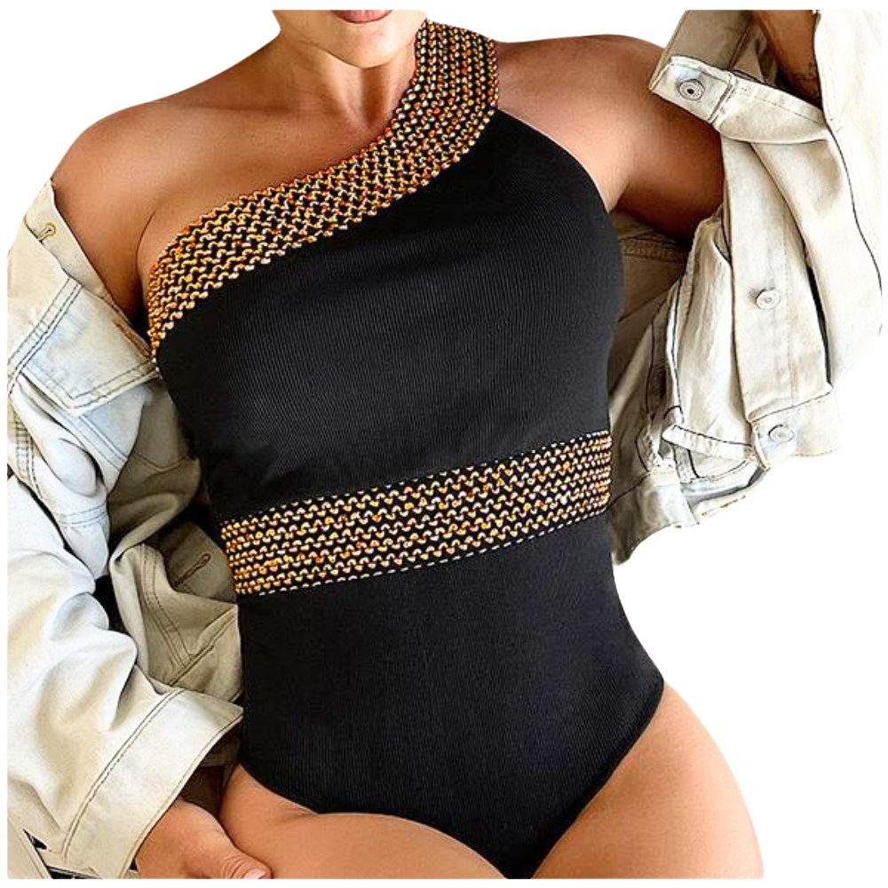 Strój Kąpielowy Jednoczęściowy, Czarny Push Up Plus Size, Rozmiar XL