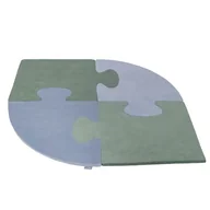 Maty edukacyjne - KiddyMoon Piankowe Puzzle do zabawy VELVET Owal zieleń lasu-błękit lodu 4 Zabawka mata - miniaturka - grafika 1