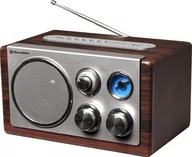 Radia - Roadstar HRA-1345 radio retro z radia FM i MW tuner (USB, czytnik kart SD, wejście AUX-IN, antena teleskopowa), brązowy/srebrny HRA-1345US/WD - miniaturka - grafika 1