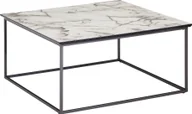 Ławy i stoliki kawowe - Stolik kawowy WOHNLING kwadratowy 80x38x80 cm o marmurowym wyglądzie biały, stolik do salonu z metalową ramą czarny, nowoczesny stolikReplika acyjny - miniaturka - grafika 1