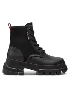 Tommy Jeans Trapery Tjw Chunky Lace Up Boot Mix Mat EN0EN02554 Czarny - Botki damskie - miniaturka - grafika 1