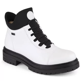 Buty sportowe damskie - Wodoodporne komfortowe botki ocieplane Rieker TEX W RKR563 (kolor Biały, rozmiar 39) - grafika 1