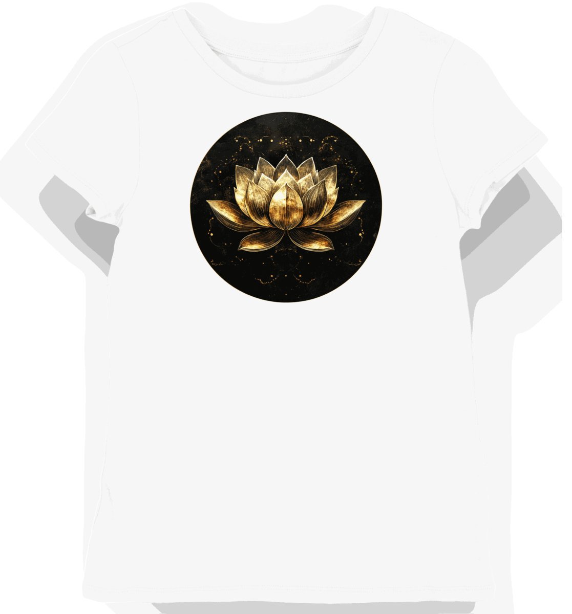 Koszulka damska biała z nadrukiem złotego kwiatu lotosu XS