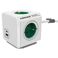 Przedłużacze i rozgałęźniki - Przedłużacz CubeNest Powercube Extended USB PD 20W, USB, USB-C, 4x zásuvka, 1,5m (PC420GN) Biały/Zielony - miniaturka - grafika 1
