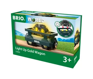 Brio GmbH BRIO Wagon World 33896  złoty, z akcesoriami światła część drewnianej kolejki - Pociągi dla dzieci - miniaturka - grafika 2