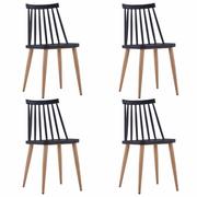 Krzesła - vidaXL Krzesła jadalniane, 4 szt., czarne, plastik i stal - miniaturka - grafika 1