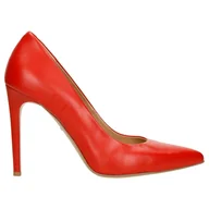 Czółenka - Wojas Wysokie Czerwone Czółenka Damskie Ze Skóry Licowej - wojas - miniaturka - grafika 1