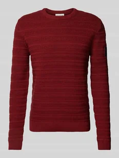 Sweter z dzianiny o kroju regular fit z czystej bawełny z dzianinowym wzorem - Swetry męskie - miniaturka - grafika 1