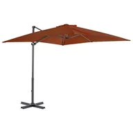 Parasole ogrodowe - vidaXL Wiszący parasol na słupku aluminiowym, terakotowy, 250x250 cm vidaXL - miniaturka - grafika 1