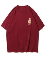 Koszulki i topy damskie - Koszulka oversize Kciuk w Górę Okey Minimalistyczna Bordowy M - miniaturka - grafika 1