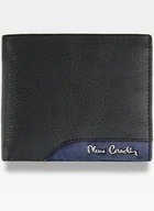 Portfele - Pierre Cardin, Portfel skórzany męski, Tilak34 8824, czarny/niebieski, ochrona RFID, mały - miniaturka - grafika 1