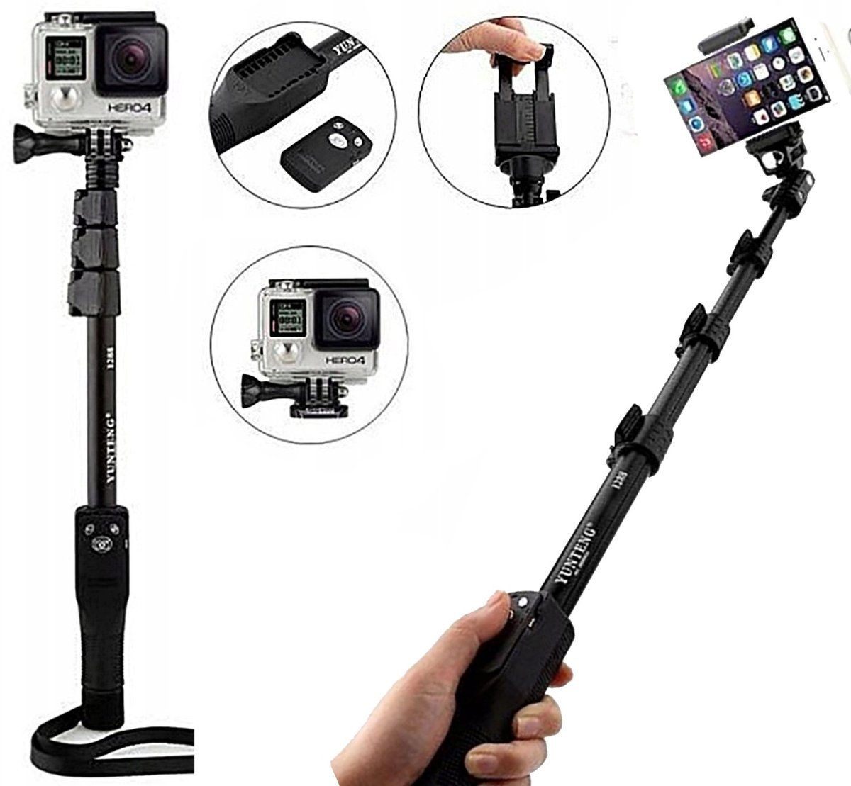 SELFIE STICK KIJEK DO SELFIE STATYW UCHWYT NA TELEFON PILOT BLUETOOTH 125CM