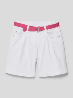 Spodnie i spodenki dla dziewczynek - Bermudy o kroju slim fit z materiałowym paskiem - grafika 1