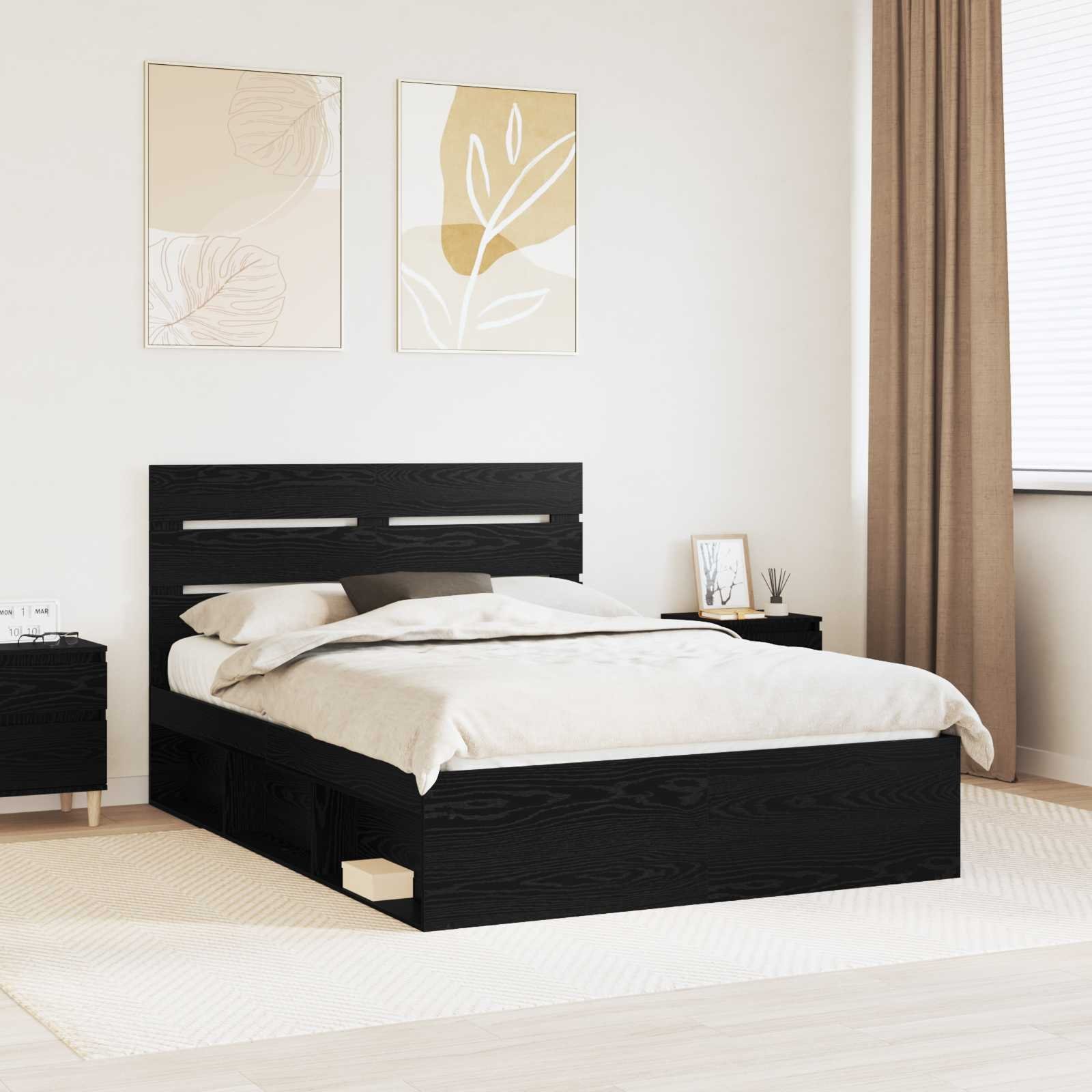 vidaXL Ramka łóżka czarny 160 x 200 cm Lekka ramka z drewna sosnowego