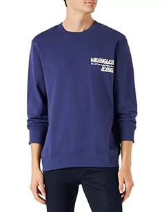 Wrangler Bluza męska Slogan Crew, niebieska Ribbon, rozmiar XXL - Bluzy męskie - miniaturka - grafika 1