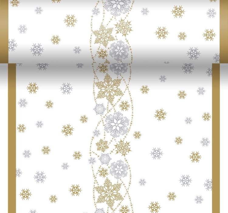 Bieżnik fizelinowy na stół Duni 40 x 480 cm Snow glitter white