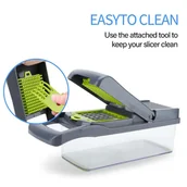 Pojemniki na przyprawy - Kuchenna krajalnica do warzyw w kolorze ZIELONYM - Regulowana multi krajalnica Uniwersalna krajalnica z różnymi przystawkami do krojenia, obierania,.. - miniaturka - grafika 1