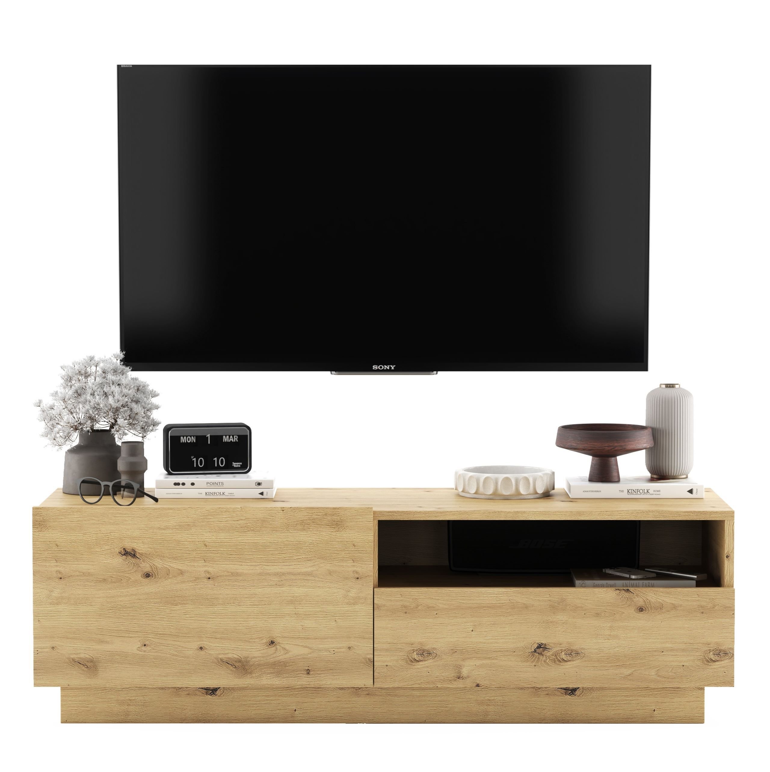 Szafka RTV Loft Stojąca / Wisząca Dąb Artisan MAT Komoda RTV 120 cm Szuflada