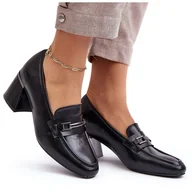 Czółenka - Vinceza Skórzane Czółenka Na Słupku Czarne Idona - miniaturka - grafika 1