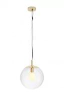 Lampy sufitowe - Kaspa Lampa wisząca Alur S 10736109 pojedynczy zwis w kształcie kuli ze złotymi detalami - miniaturka - grafika 1