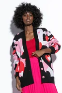 Swetry damskie - Kolorowy bawełniany kardigan serca F1808 Czarny - miniaturka - grafika 1