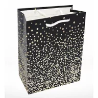 Opakowania i torebki na prezenty - Wydawnictwo Diecezjalne Sandomierz Torebka prezentowa średnia 1388-1, czarna w złote kropeczki - miniaturka - grafika 1