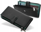 Portfele - Skórzany solidny portfel damski miękki matowy portmonetka na zamek prezent - miniaturka - grafika 1