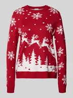 Swetry damskie - Sweter z dzianiny z okrągłym dekoltem model ‘SNOWI’ - miniaturka - grafika 1