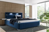 Łóżka - Łóżko tapicerowane pikowane z materacem Palermo 180x200 Niebieskie Metalowy Stelaż - miniaturka - grafika 1