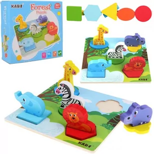 Edukacyjne drewniane puzzle safari klocki 0057 - Klocki - miniaturka - grafika 1